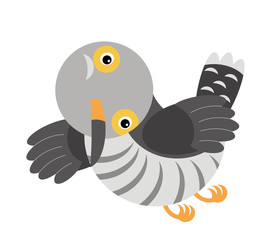 Naklejka premium Cartoon cuckoo colorful bird on white background - illustration