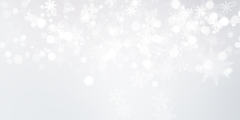 white and gray Christmas light with snowflake bokeh background, Winter backdrop wallpaper.
