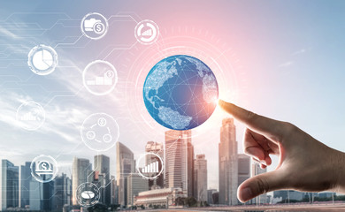 Data Analysis for Business and Finance Concept. Graphic interface showing future computer...