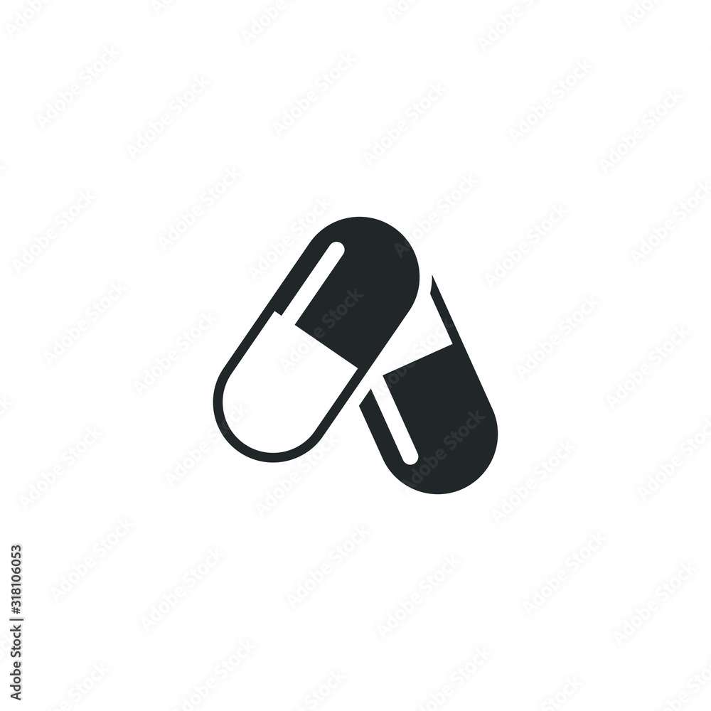 Poster capsule icon template color editable. medicine symbol vector sign isolated on white background illus