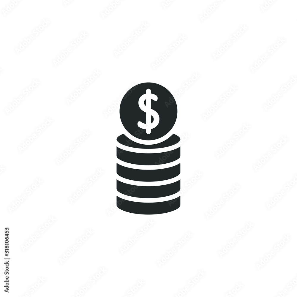 Poster Coin icon template color editable. Coin symbol vector sign isolated on white background illustration for graphic and web design.