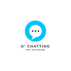 O letter logo with speech bubble negative space. premium design vector icon
