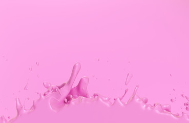 milk splash strawberry milkshake brown liquid 3D illustration