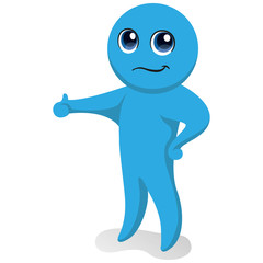 Blue color mascot illustration, with jewel pose, ok, correct. Ideal for catalogs, newsletters and institutional material