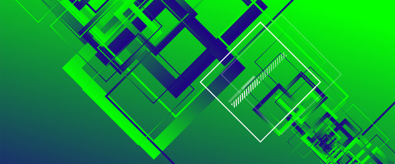 Abstract background with simple square or rectangle geometrical shapes. Geometric template with fluid gradients. Line design, technology concept. Vector Illustration For Wallpaper, Banner Background