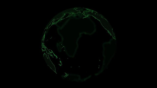 Green earth rotation loop RVB+Alpha transparent channel 