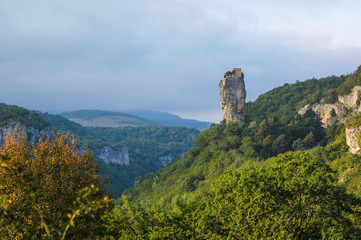 Fototapeta na wymiar Ancient monastery Katskhi on a high cliff in Georgia