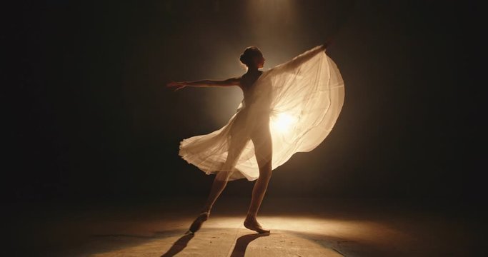 Cool female ballet dancer showing an artpiece on stage, doing different moves - arts, way to success concept 4k footage