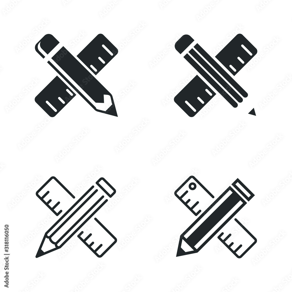 Poster Pencil and ruler icon template color editable. Pencil and ruler symbol vector sign isolated on white background illustration for graphic and web design.