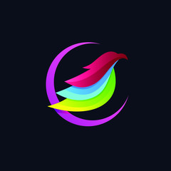 bird colorful logo design vector