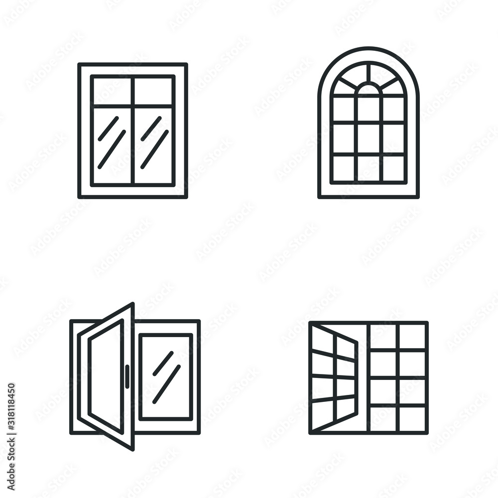 Aufkleber window icon template color editable. visa, document, arrival. windows symbol vector sign isolated on