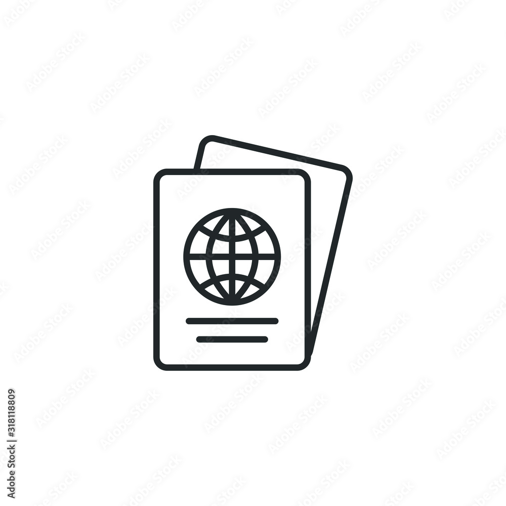 Poster passport icon template color editable. visa, document, arrival. customs house concept symbol vector 
