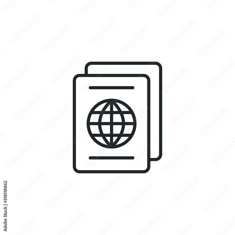 Poster passport icon template color editable. visa, document, arrival. customs house concept symbol vector 