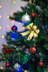 Obraz na płótnie Canvas Christmas tree decoration, blurred background