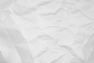 White crumpled paper texture background. Clean white paper. Top view.