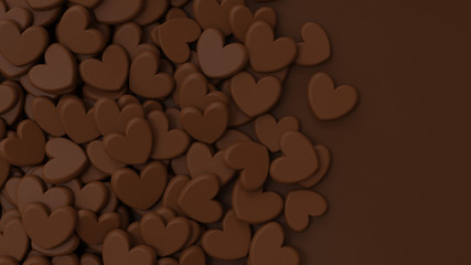 大量のハート型チョコレートの背景画像