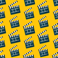 movie clapper board seamless pattern vector illustration background