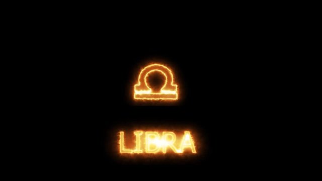 libra text saber effect and zodiac symbol is slowing appear