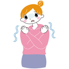 青ざめる　恐怖　寒い　体調不良　女性