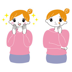 吹き出物　肌　トラブル　悩む　考える　女性
