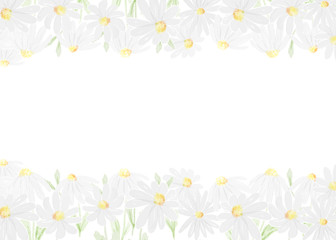 watercolor white daisy wedding invitation card horizantal template postcard size 5x7 eps10 vectors illustration