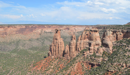 Early Summer in Colorado: Looking Out Monument Canyon at Kissing Couple Formation From Grand View Along Rim Rock Drive in Colorado National Monument