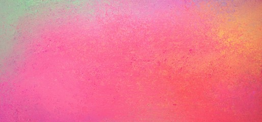 Colorful background in hot pink and yellow gold green borders with grunge texture in abstract background design