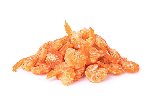 dried shrimp isolated on a white background.