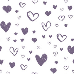 Heart doodles seamless pattern. Valentine's day texture design. Love background with hand drawn illustrated hearts.