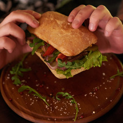 hamburger on a plate