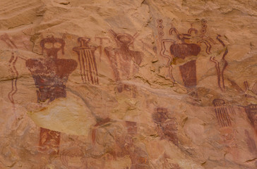 mysterious ancient native American pictograph rock art panel