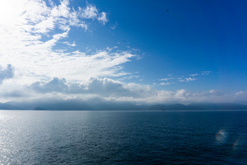 beautiful blue sky and clouds with sunlight