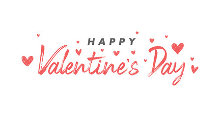 Valentine's day lettering design. Calligraphic love text with hearts. 