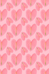 Pattern of a pink flower of different sizes on a pink background.
