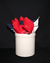 Stoneware Crock and Kerchiefs with isolated black background