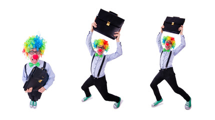 Clown businessman isolated on white