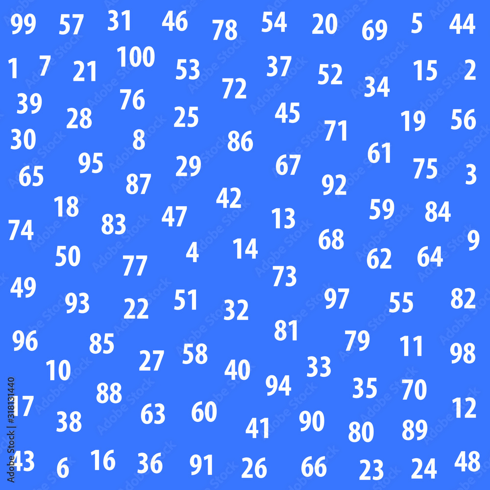 Poster random number 1-100 in rectangle shape, vector