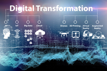 Digital transformation concept - 3d rendering
