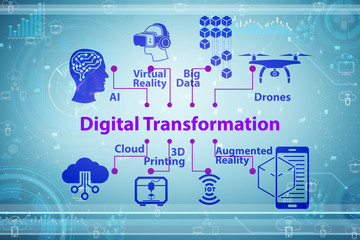 Digital transformation concept - 3d rendering