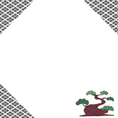 Classic-pattern-with-rhombus-flowers-and-pine-frame