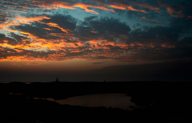 red colors of clouds and sky