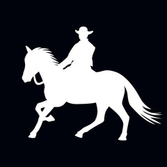 Cowboy Riding On A Stallion Horseback Galloping Vector Illustration