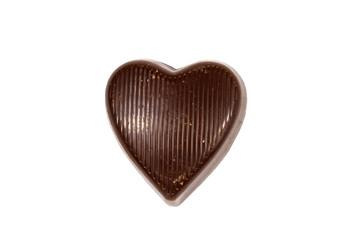 Heart shaped chocolate candy isolated on white background