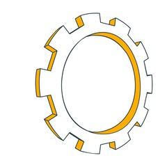 Isometric cog wheel model. Precision machinery concept. Technology and engineering