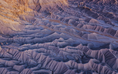 aerial perspective of dramatic vibrant desert landscape