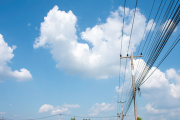 Electricity transmission line with green tree nature, Green conservative energy, Energy be friendly...