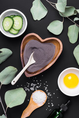 Beauty ingredients for making body and skin care cosmetic. Set of natural ingredients. DIY cosmetics and spa concept