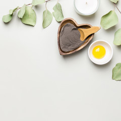 Natural beauty ingredients for homemade cosmetic products. DIY organic cosmetics and spa concept, copy space