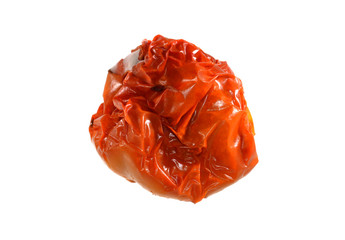 spoiled tomato isolated on white background