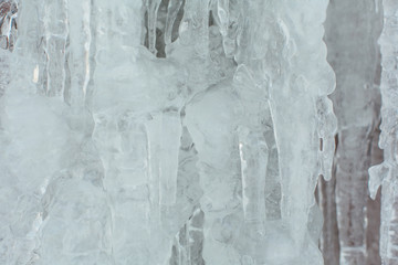 Very large and dangerous icicles close up